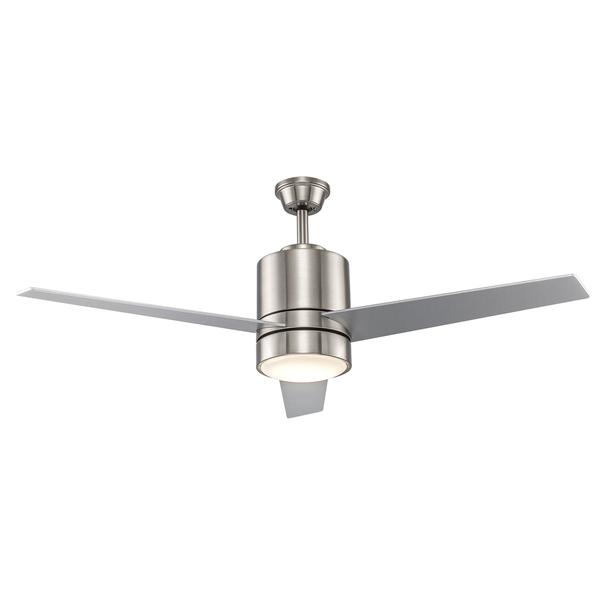 Trans Globe Lighting F-1018 BN Finnley brushed nickel ceiling fan with light on