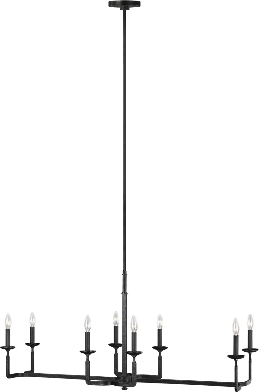 Generation Lighting Ansley 8 light aged iron linear chandelier ceiling light
