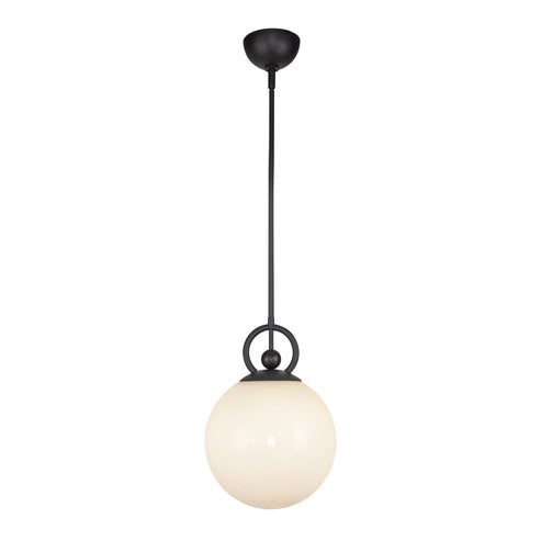 Alora Mood PD407910MBGO Fiore 1-Light Pendant, 10", Matte Black/Glossy Opal Glass, 60W, 120V, Adjustable Rod, Dry Rated
