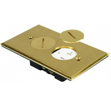Orbit FLB-R1G-C-BR Floor Box Round Plug Type Cover Only With Duplex Receptacle Brass