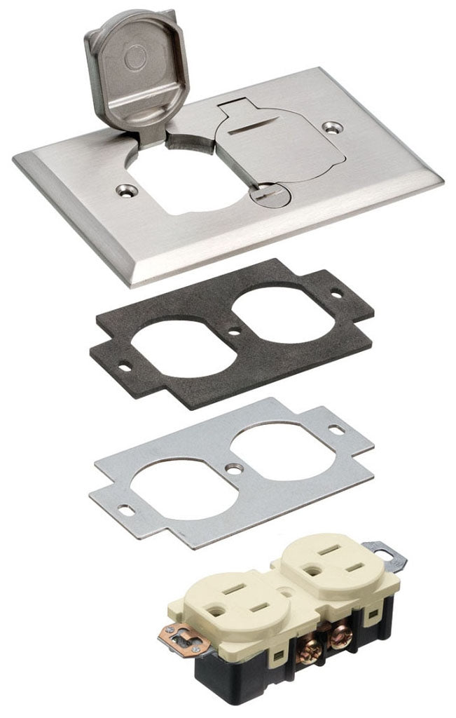 Arlington FLB5330NL 1 Gang Cover With Nickel-Plated Cover 2-Flip Lids