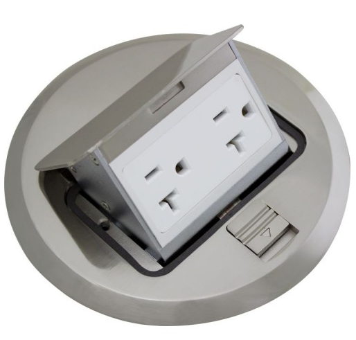 Orbit FLBPU-D-R-C-SS Floor Box Round Pop-up Cover Only With Duplex Receptacle Stainless Steel