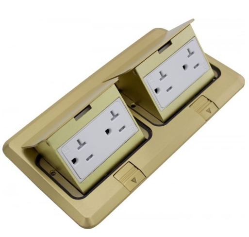 Orbit FLBPU-DD-C-BR Floor Box Pop-up Cover Only With 2 Duplex Receptacles, Tamper Resistant, Brass