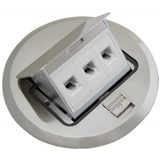 Orbit FLBPU-L-R-C-SS Floor Box Pop-up Cover Only With Low Voltage (Rj45), Round Cover, Stainless Steel