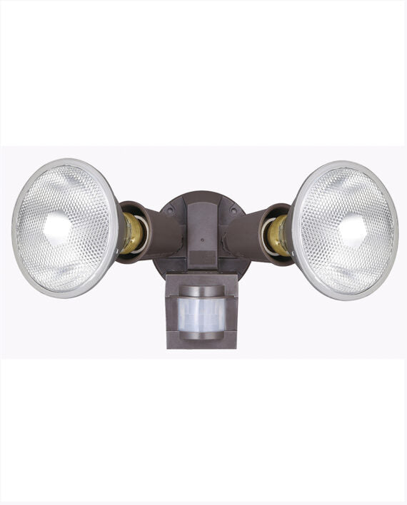 Cyber Tech Lighting FM110PH2/BZ Dual Head Screw-In Security Light Fixture w/ Motion Sensor, 110 Degree, E26, Bronze Finish