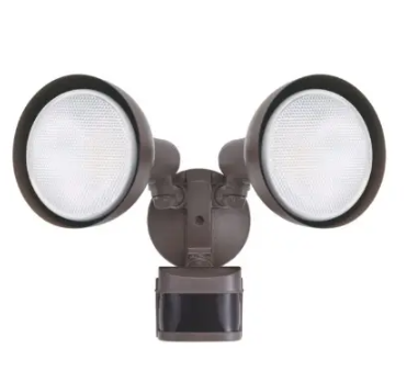 Cyber Tech Lighting FM270AH2/BZ Dual Head Screw-In Security Light Fixture w/ Motion Sensor, 270 Degree, E26, Bronze Finish