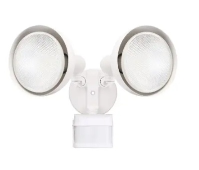 Cyber Tech Lighting FM270AH2/WH Dual Head Screw-In Security Light Fixture w/ Motion Sensor, 270 Degree, E26, White Finish