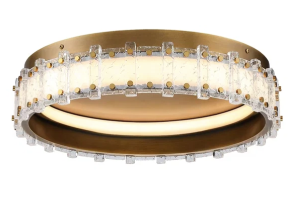 SDQ Lighting FM35622VB Akershus 22" Contemporary LED Flush Mount Lighting, Vintage Brass Finish