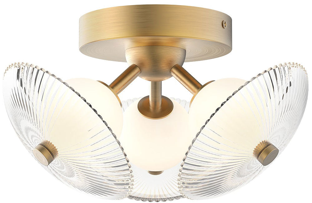 Alora Mood FM417604BGCR Hera LED 12.5 inch Brushed Gold and Clear Ribbed Glass Flush Mount Ceiling Light