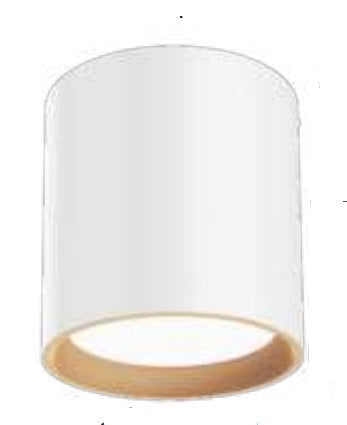 Westgate FMLB-R7-MCT5-CMC7-WG LED Round Cylinder Flush Mount Light, Wattage 12W, 900LM, CCT 27K/30K/35K/40K/50K, White/Gold Finish
