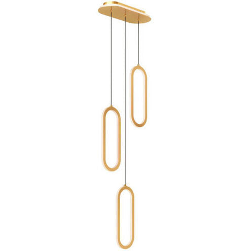 DALS Lighting FPDC3-CC-GD Atom 3 Light 7 inch Pendant Ceiling Light, Gold Finish