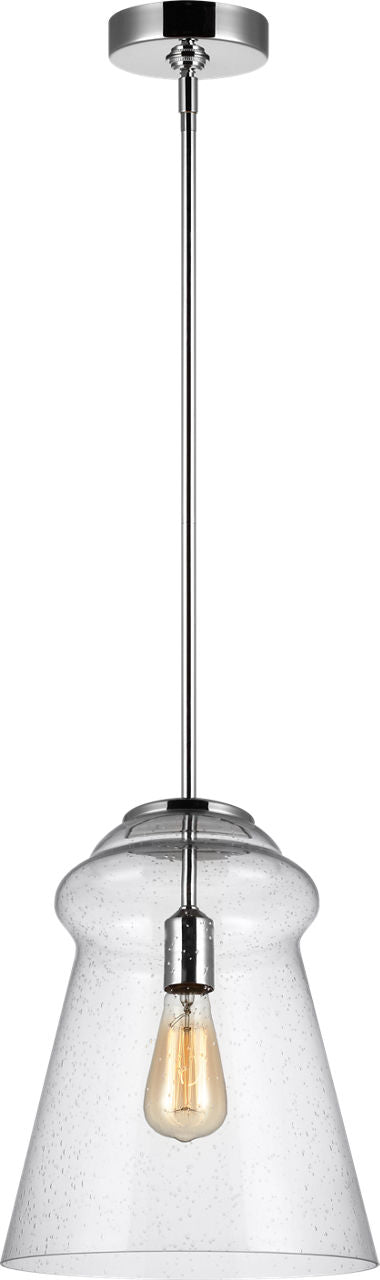 Generation Lighting Loras chrome pendant ceiling light with clear seeded glass