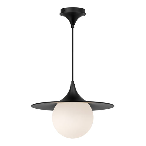 Alora Mood PD525216MBOP Fuji 16" Pendant Light, Opal Glass, Aluminum & Steel, 60W E26, Matte Black/Opal Matte Glass
