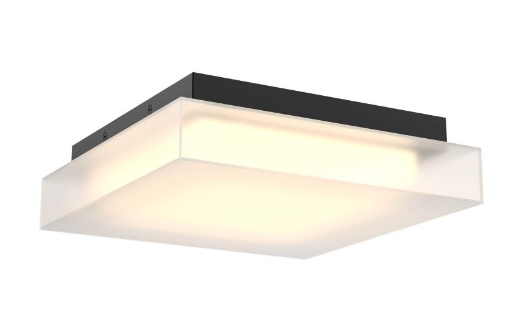 DALS Lighting FUZ11-CC-BK Misty 11" Square Flush Mount Celling Light, Black Finish