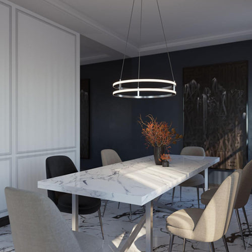 AFX Lighting GEMP32LAJUDNP Gemini 32 Inch CCT LED Pendant In Painted Nickel With White Acrylic Diffuser