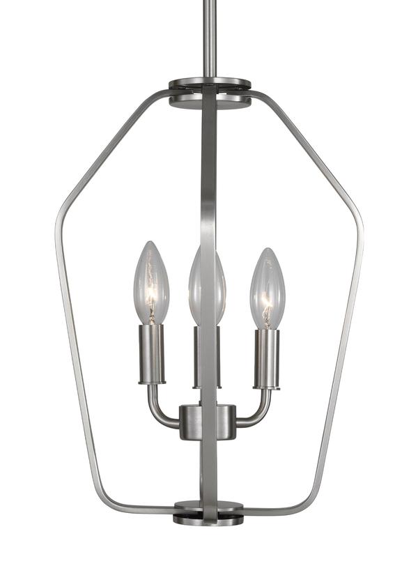Generation Lighting GLC1283BSE Kennan 3 light brushed steel pendant ceiling light