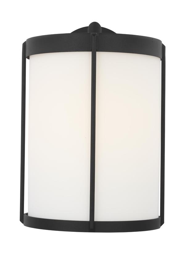 Generation Lighting GLO1101OE-TXB Luning 1 light textured black wall lantern with opal etched glass
