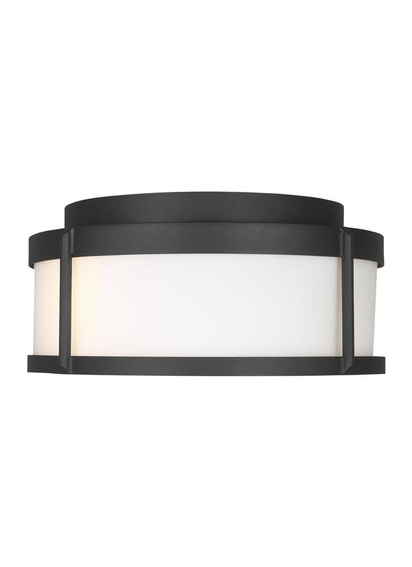 Generation Lighting GLO1132OE-TXBE Luning 2 light textured black flush mount ceiling light