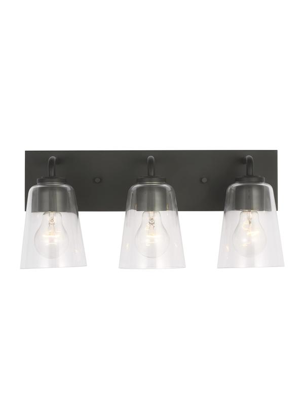 Generation Lighting GLV1063MBKE Miles 3 light midnight black bath vanity wall light