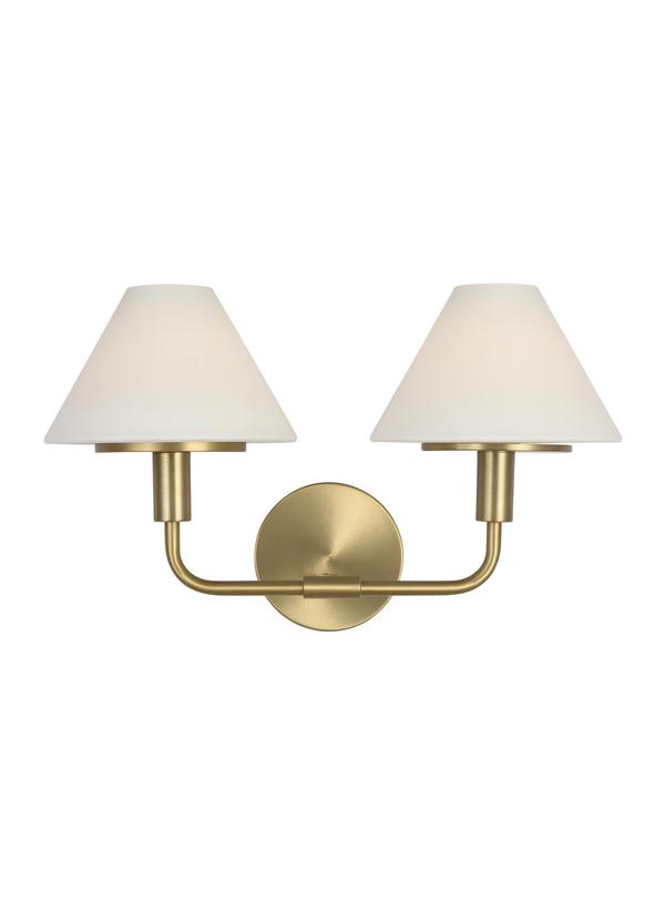 Generation Lighting GLW1022SBE Mendota 2 Light Satin Brass Wall Sconce Wall Light