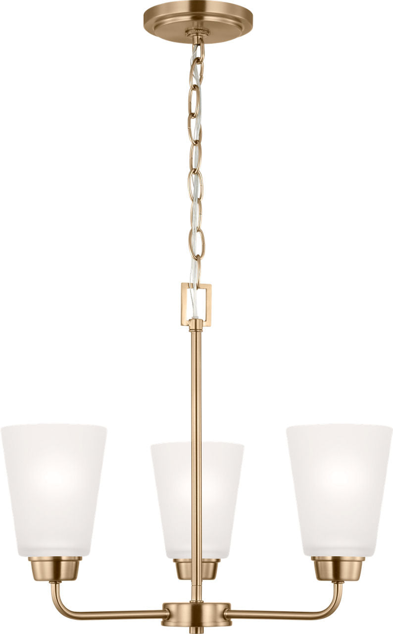 Generation Lighting Kerrville 3 light satin brass chandelier ceiling light