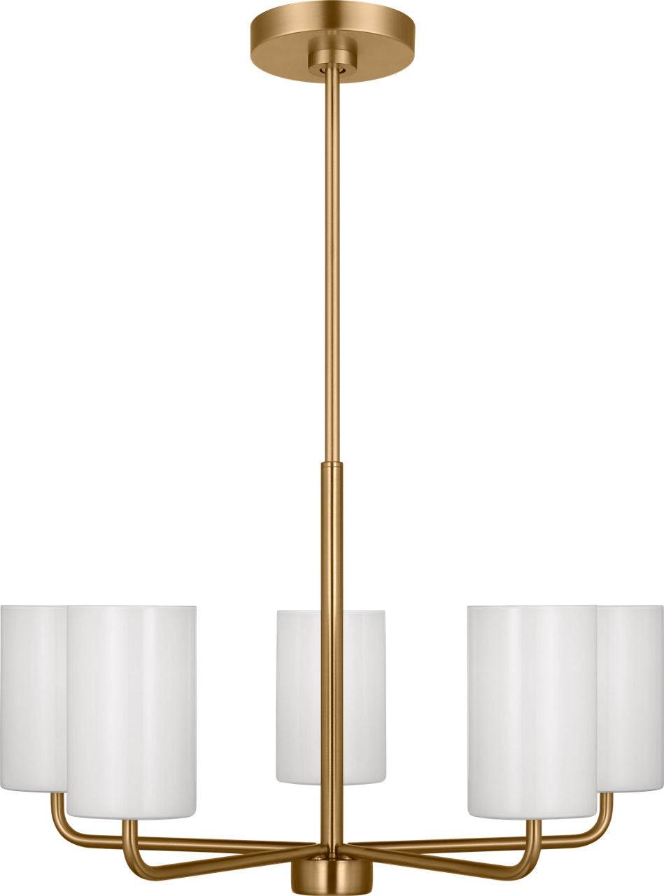 Generation Lighting GLC1015SB Rhett 5 light satin brass chandelier ceiling light