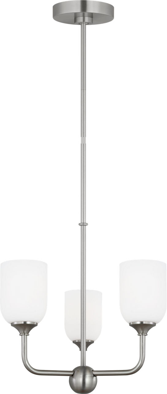 Generation Lighting GLC1073BS Emile 3 Light Brushed Nickel Chandelier Ceiling Light