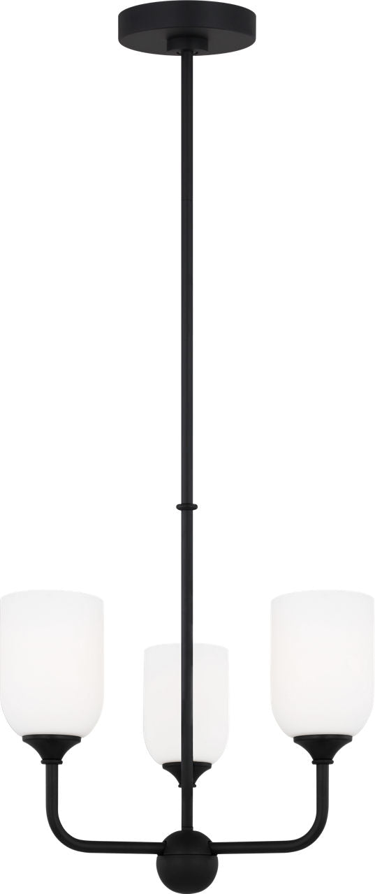 Generation Lighting Emile 3 light chandelier in Midnight Black