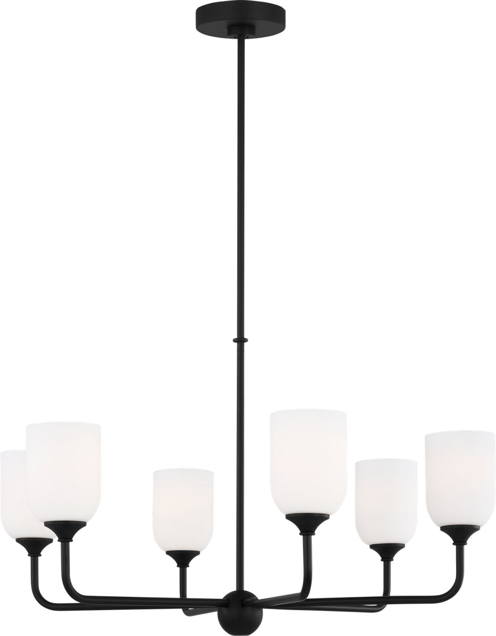 Generation Lighting GLC1096MBK Emile 6 Light Midnight Black Chandelier Ceiling Light