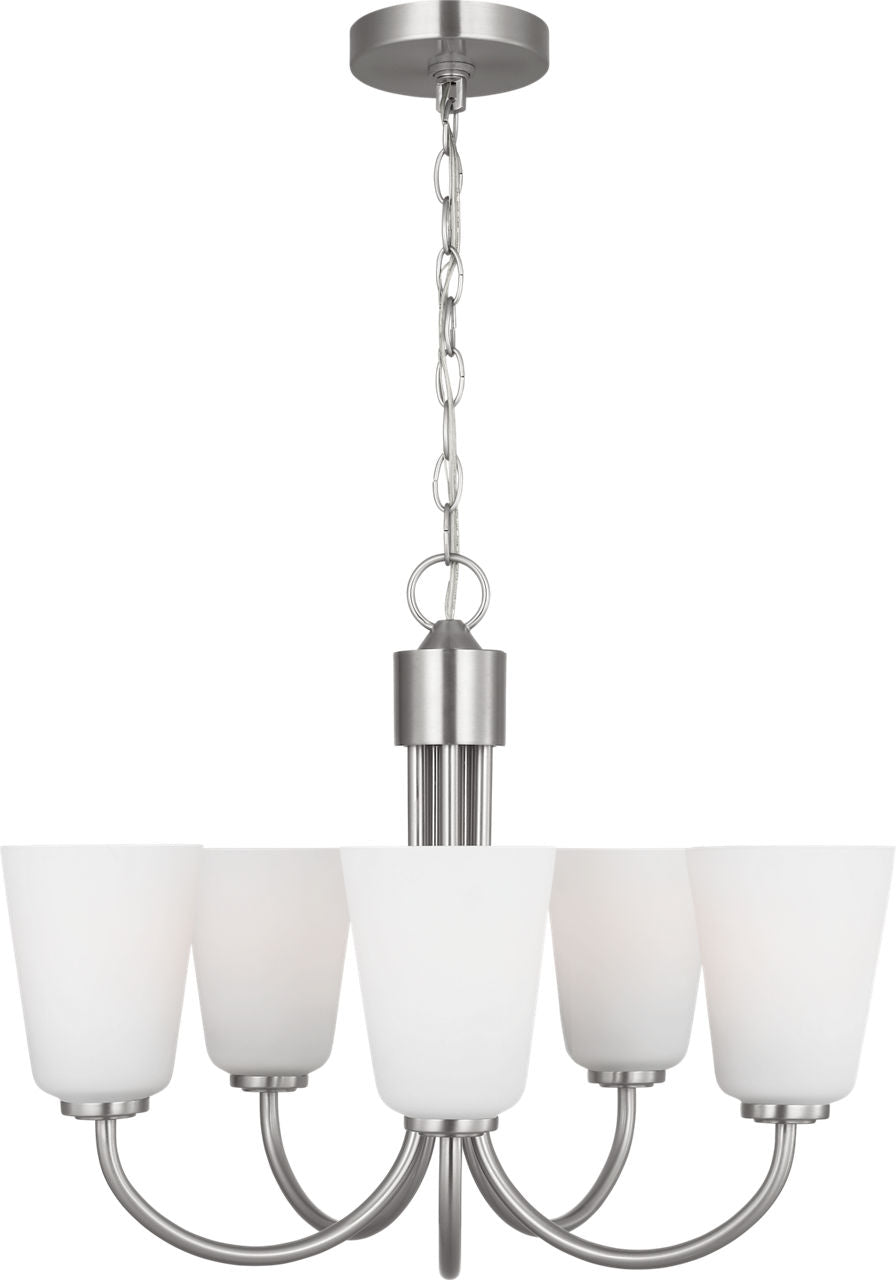 Generation Lighting GLC1115BS Miles 5 light brushed nickel chandelier ceiling light