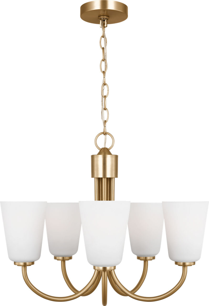 Generation Lighting GLC1115SBE Miles 5 Light Satin Brass Chandelier Ceiling Light