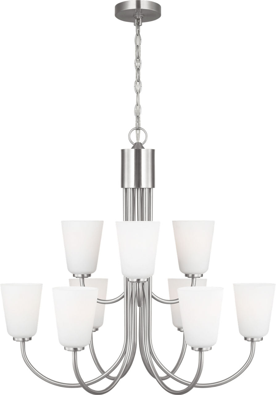 Generation Lighting GLC1139BS Miles 9 light brushed nickel chandelier