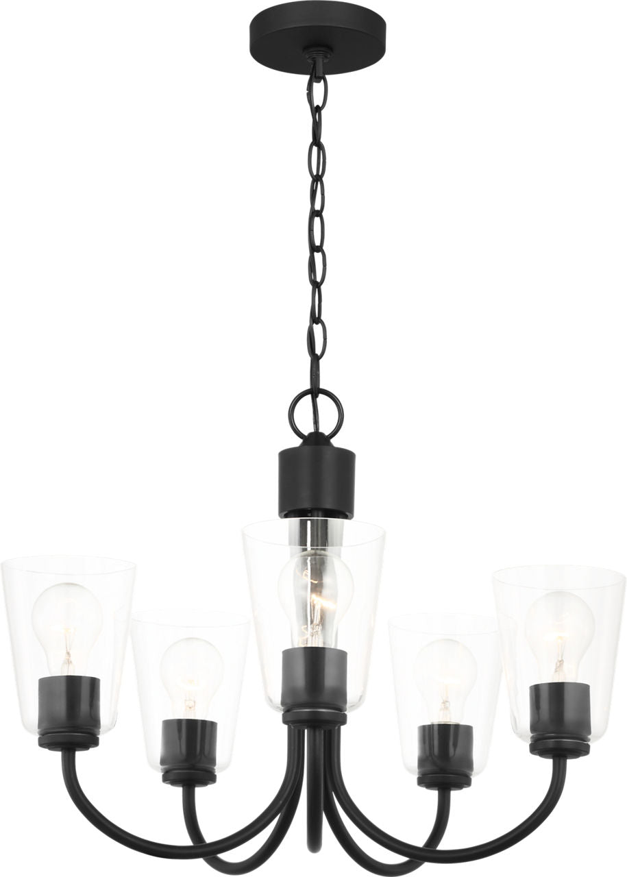Generation Lighting GLC1145MBK Miles 5 light midnight black chandelier with clear glass
