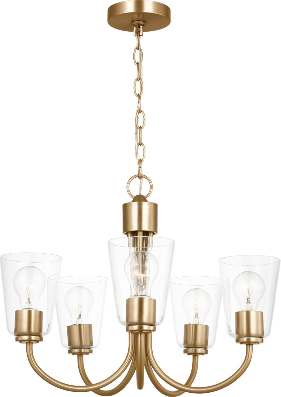 Generation Lighting GLC1145SB Miles 5 Light Satin Brass Chandelier Ceiling Light