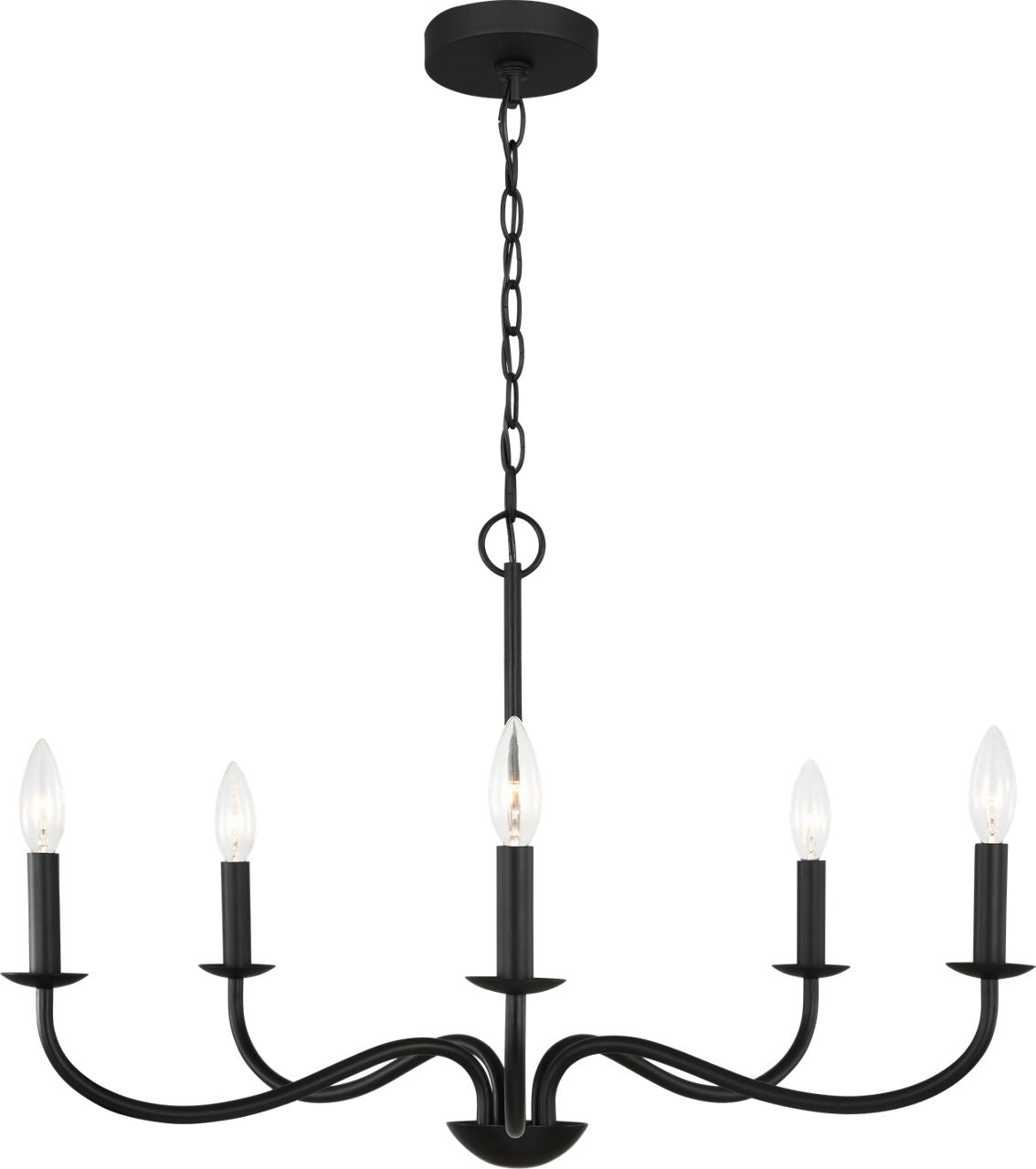Generation Lighting GLC1205MBK Abells 5 light chandelier in midnight black