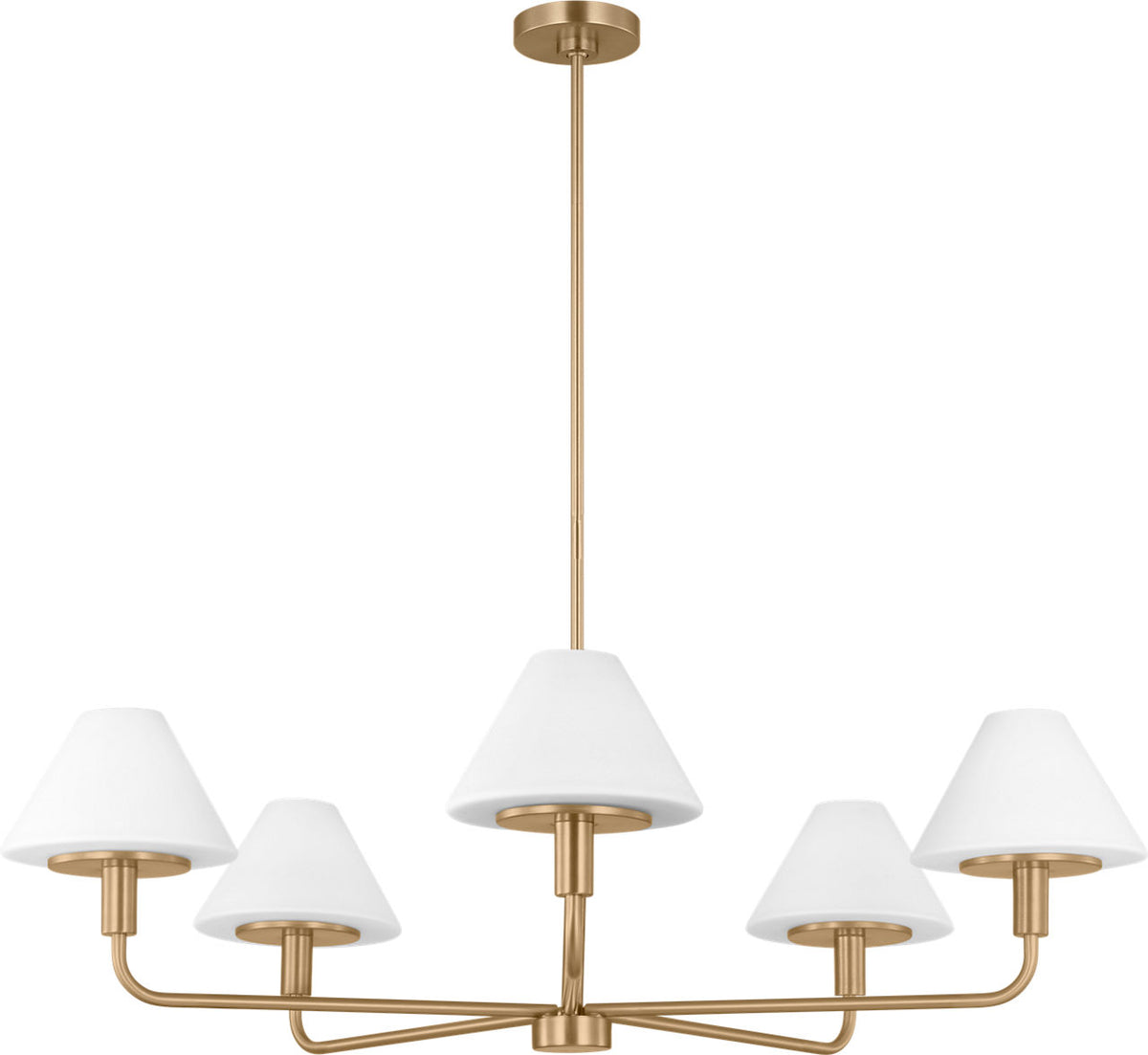 Generation Lighting GLC1235SB Mendota 5 Light Satin Brass Chandelier Ceiling Light