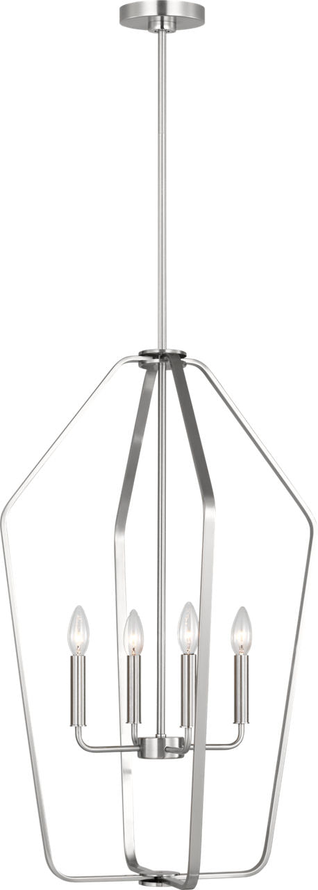 Generation Lighting GLC1274BS Kennan 4 Light Brushed Nickel Lantern Chandelier Ceiling Light