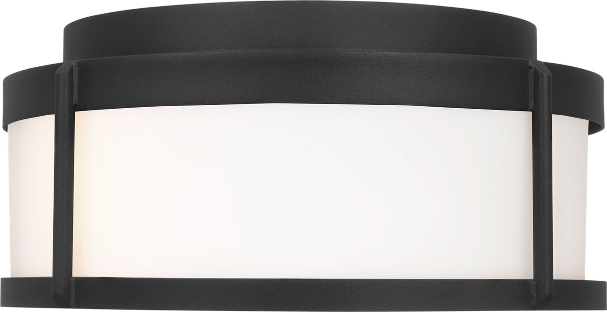 Generation Lighting GLO1132OE-TXB Luning textured black flush mount ceiling light with opal etched glass