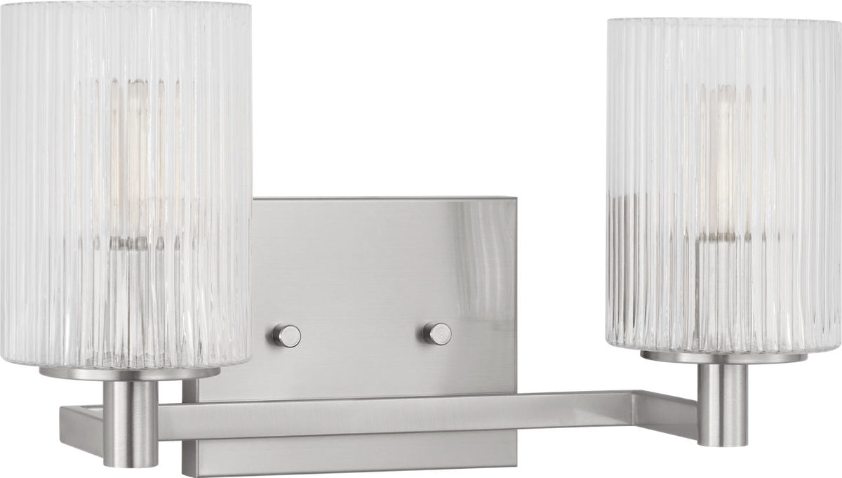Generation Lighting GLV1042BS Lando 2 Light Brushed Steel Bath Vanity Wall Light