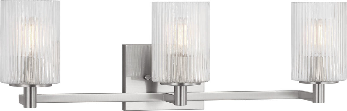 Generation Lighting GLV1043BS Lando 3 Light Brushed Steel Bath Vanity Wall Light