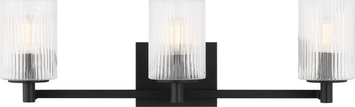 Generation Lighting Lando 3 light midnight black bath vanity wall light