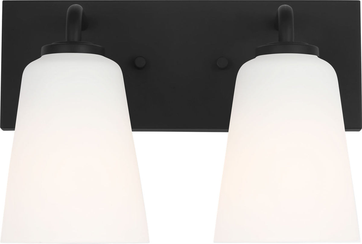 Generation Lighting GLV1052MBK Miles 2 light bath vanity wall light in midnight black