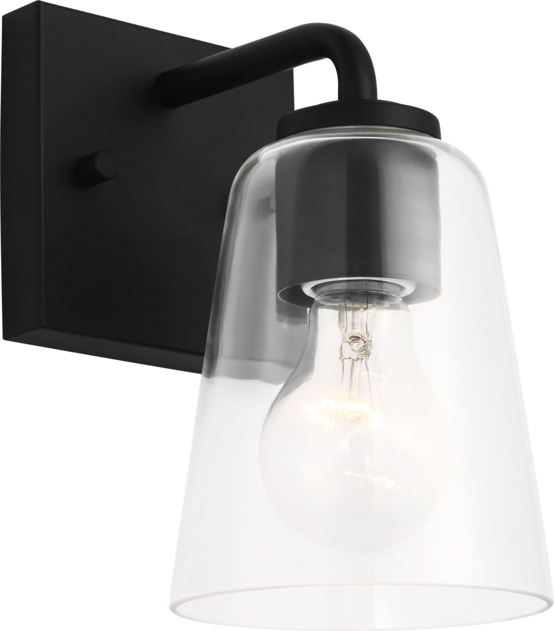 Generation Lighting GLV1061MBK Miles 1 light midnight black bath vanity wall light with clear glass shade