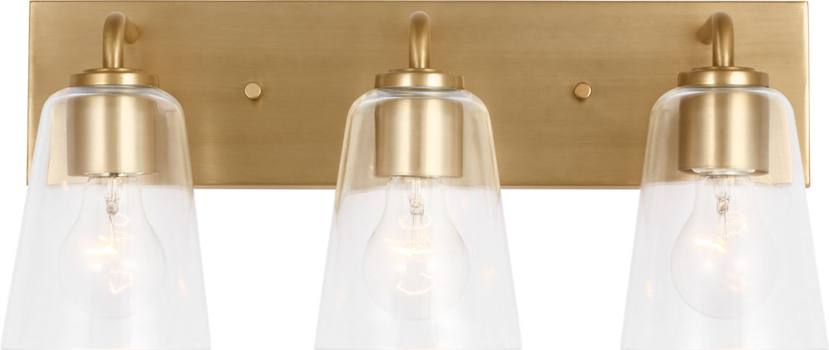 Generation Lighting GLV1063SBE Miles 3 Light Satin Brass Bath Vanity Wall Light