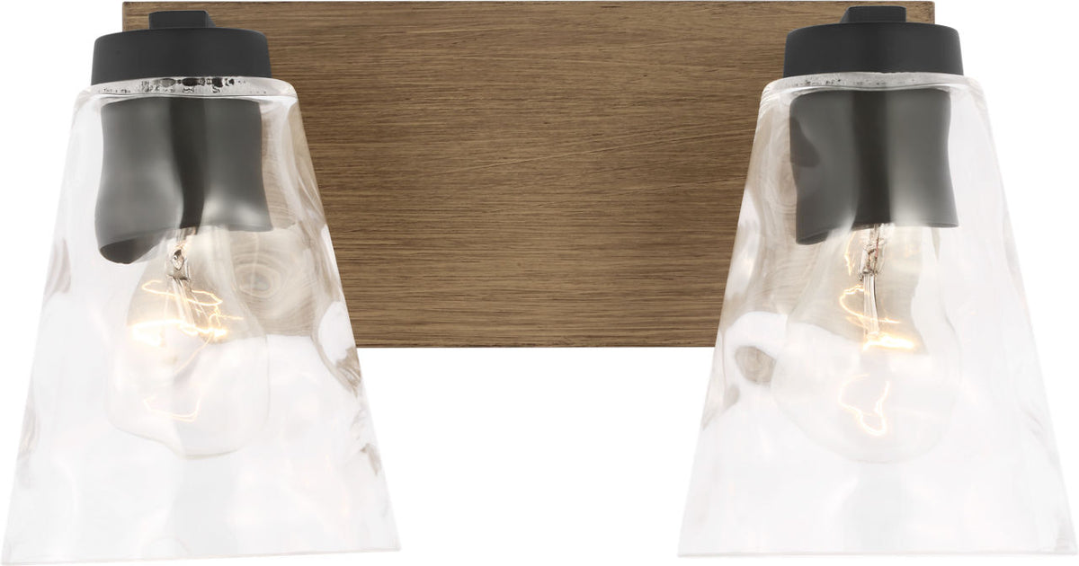 Generation Lighting GLV1112MBKCRO Dunton 2 light midnight black bath vanity wall light