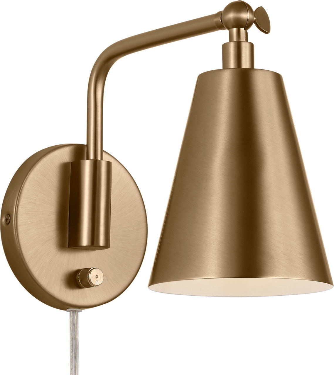 Generation Lighting GLW2001SBE Drae satin brass task sconce wall light