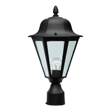 Dabmar Lighting GM132S-L9-40K-B Cast Aluminum Post Top Fixture, GU24, Color Temperature 4000K, Black Finish
