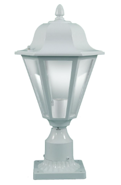 Dabmar Lighting GM132S-L9-40K-W LED Cast Alum Post Top Fixture 120V GU24 Watt : 9W, Color Temperature : 4000K in White Finish