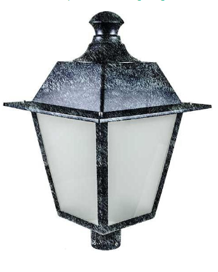 Dabmar Lighting GM224-VG Large Post Top Fixture with Frosted Glass Incandescent 120V in Verde Green Finish