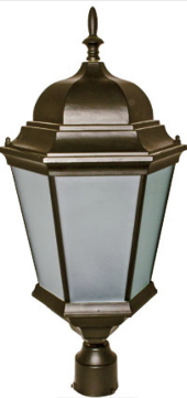 Dabmar Lighting GM235-BZ-FR Cast Alum Post Top Fixture 120V E26 No Lamp Frost in Bronze Finish